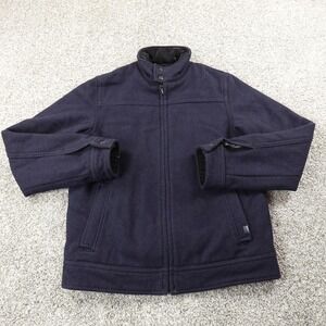 VTG Abercrombie Fitch Jacket Mens L Blue Wool Lined Heavy Full Zip Coat 90s Y2K